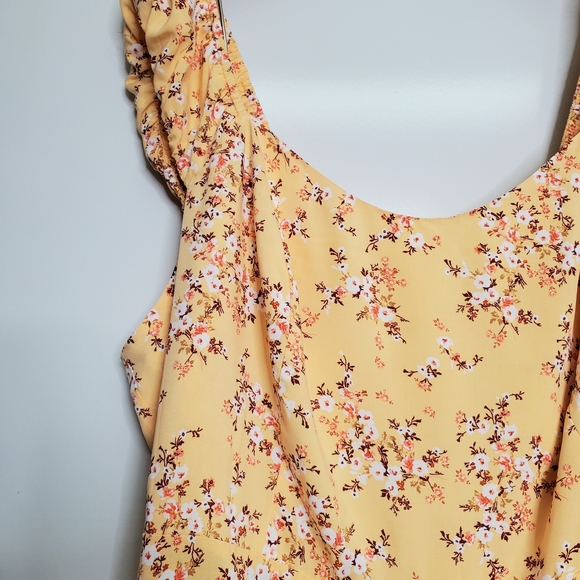 NWT OLD NAVY Yellow Fit and Flare Puff-Sleeve Prairie Floral Print Dress Plus 3x - Picture 3 of 8